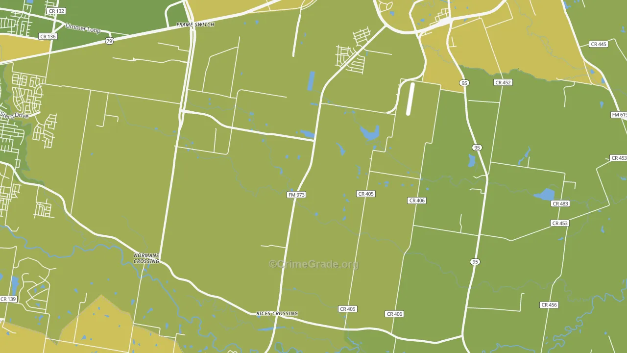 Rices Crossing, TX Map of Vehicle Theft Rates
