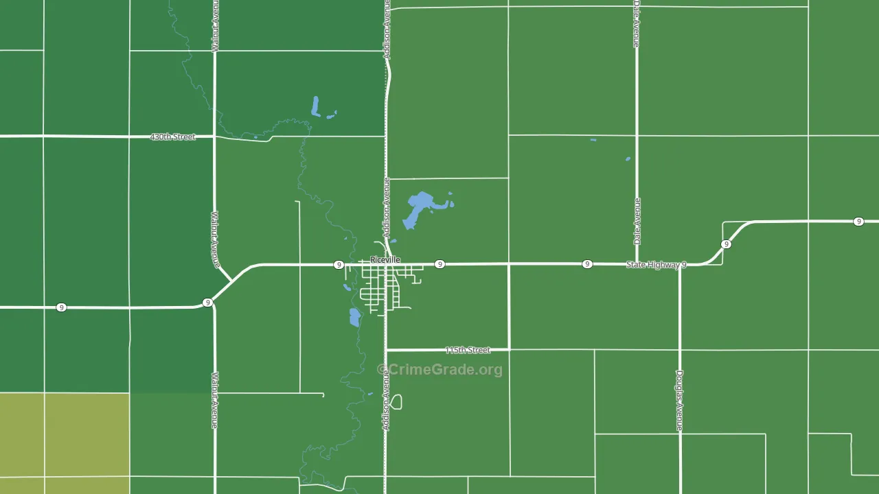 Riceville, IA Map of Vehicle Theft Rates