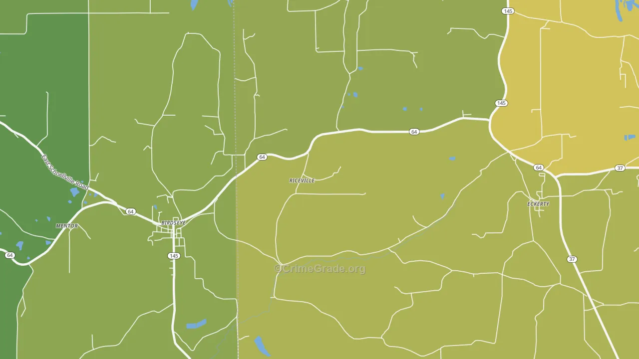 Riceville, IN Map of Vehicle Theft Rates