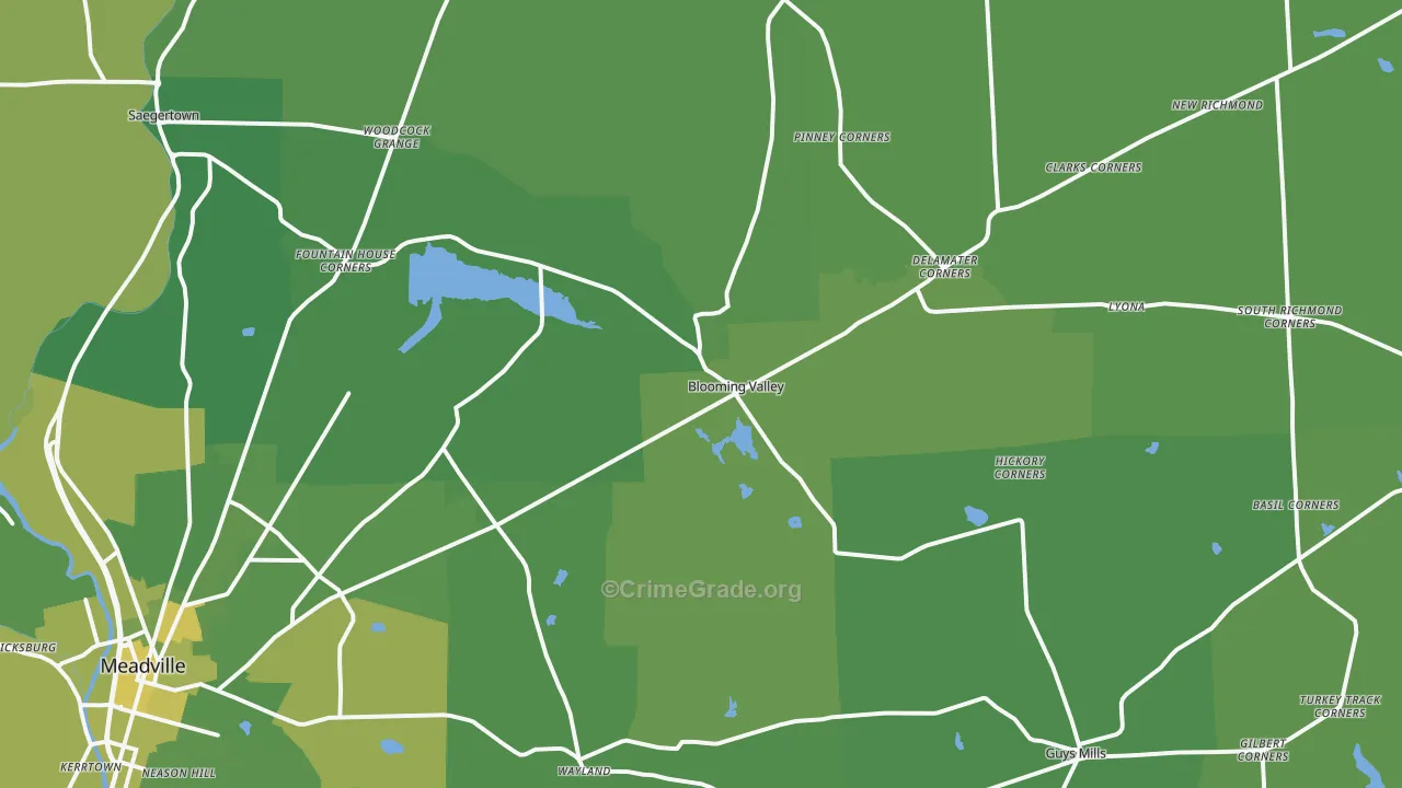 Riceville, PA Map of Vehicle Theft Rates