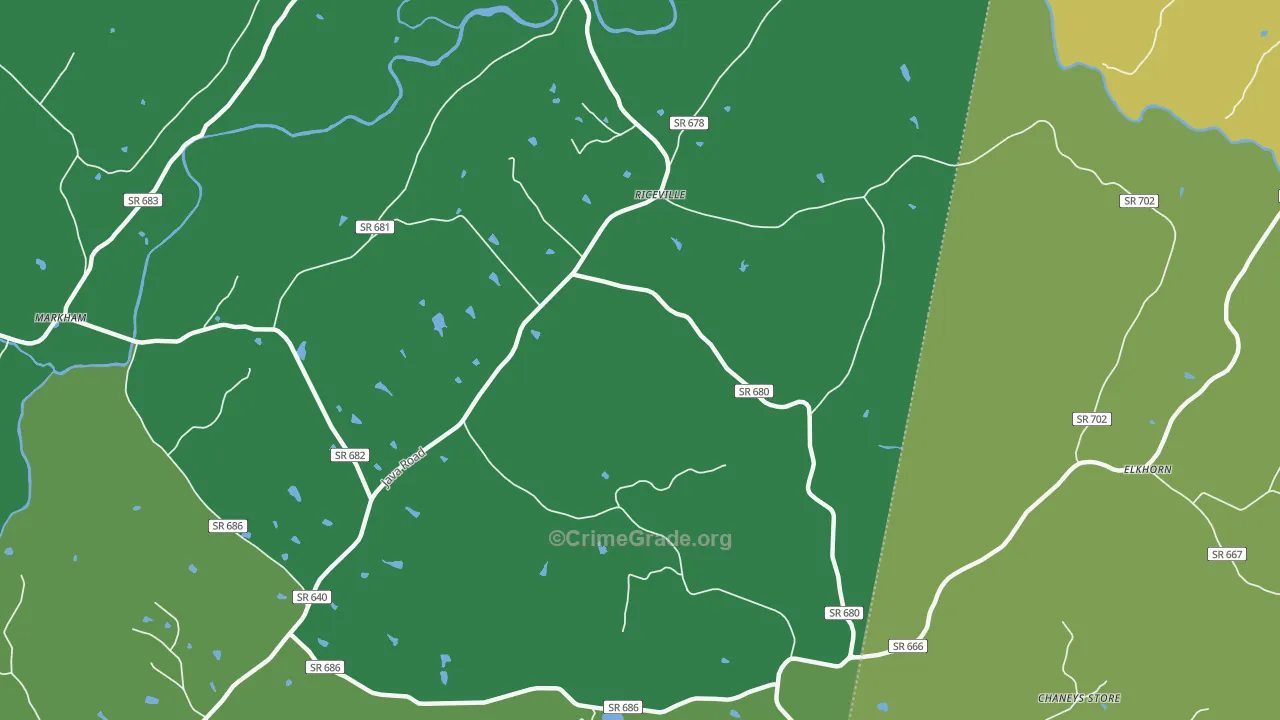 Riceville, VA Map of Vehicle Theft Rates