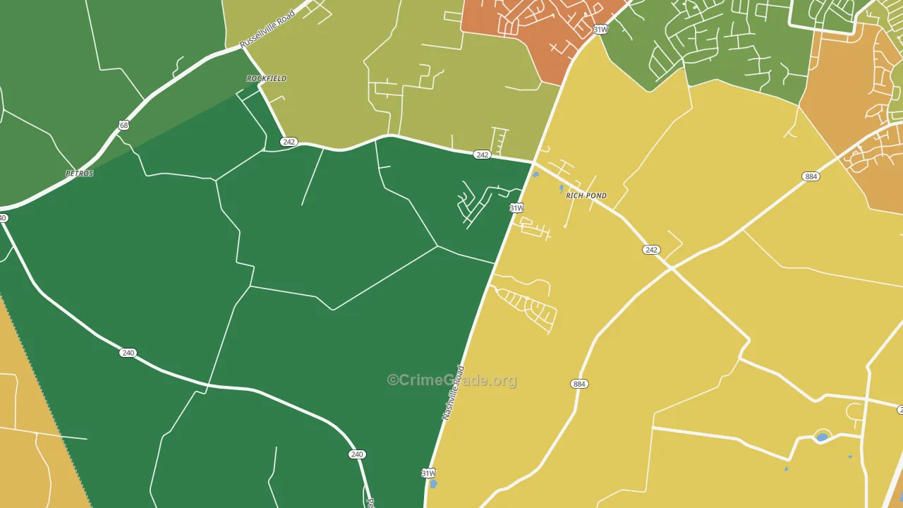 Rich Pond, KY Map of Vehicle Theft Rates
