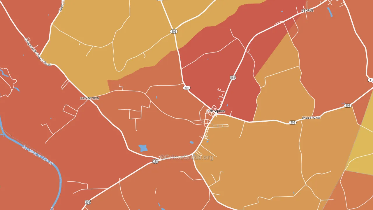 Rich Square, NC Map of Vehicle Theft Rates