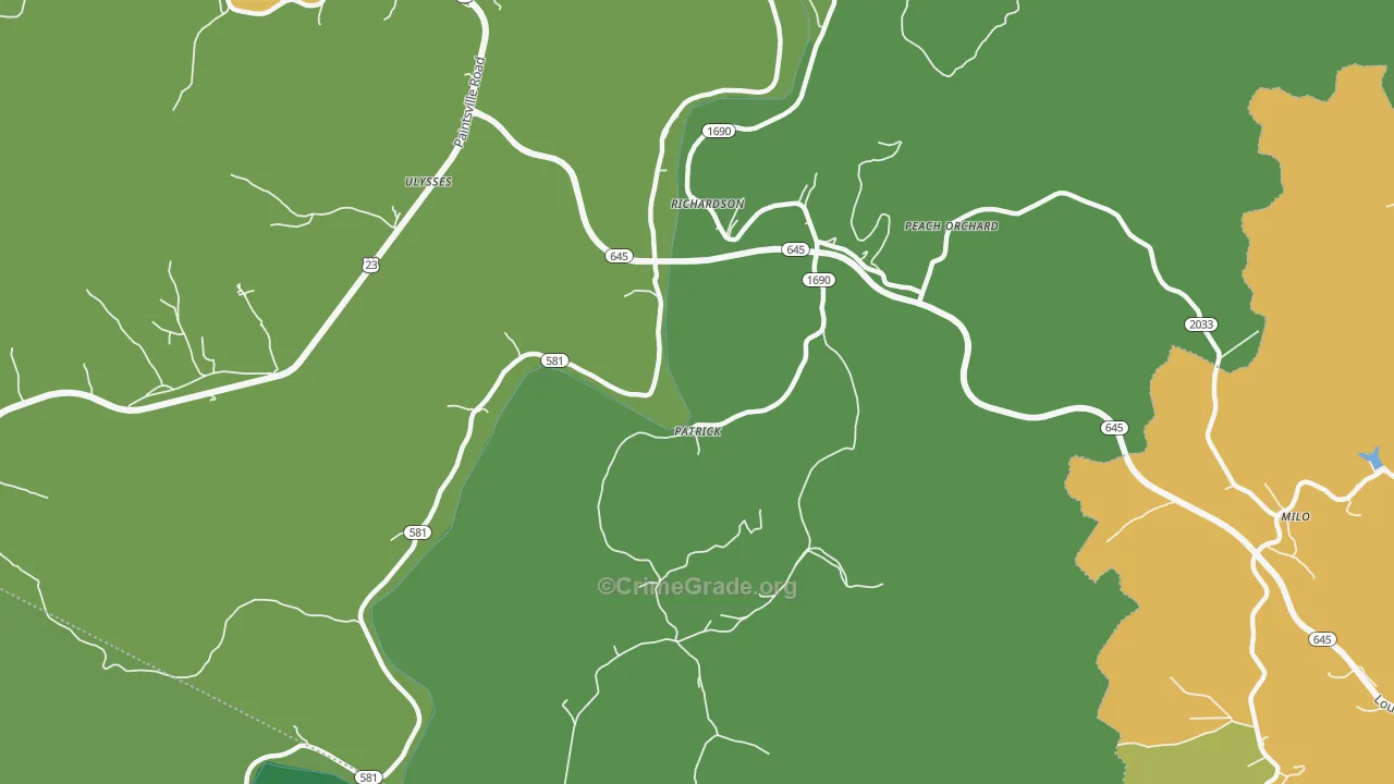 Richardson, KY Map of Vehicle Theft Rates