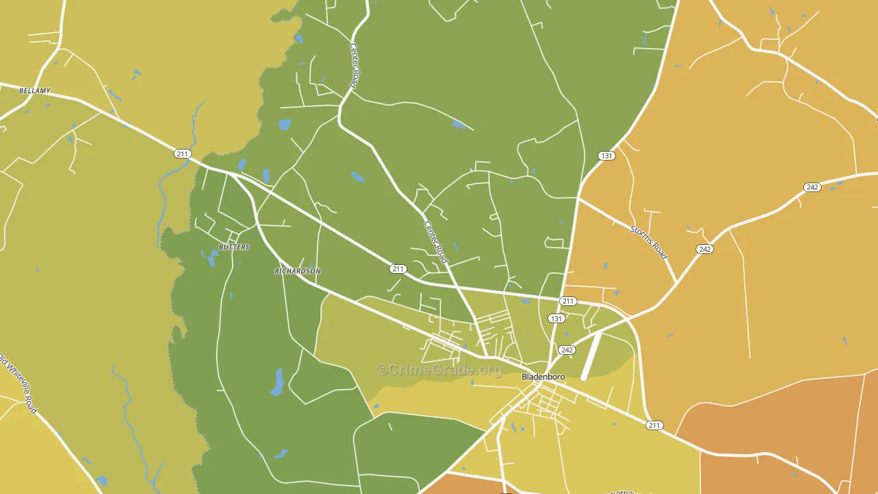Richardson, NC Map of Vehicle Theft Rates