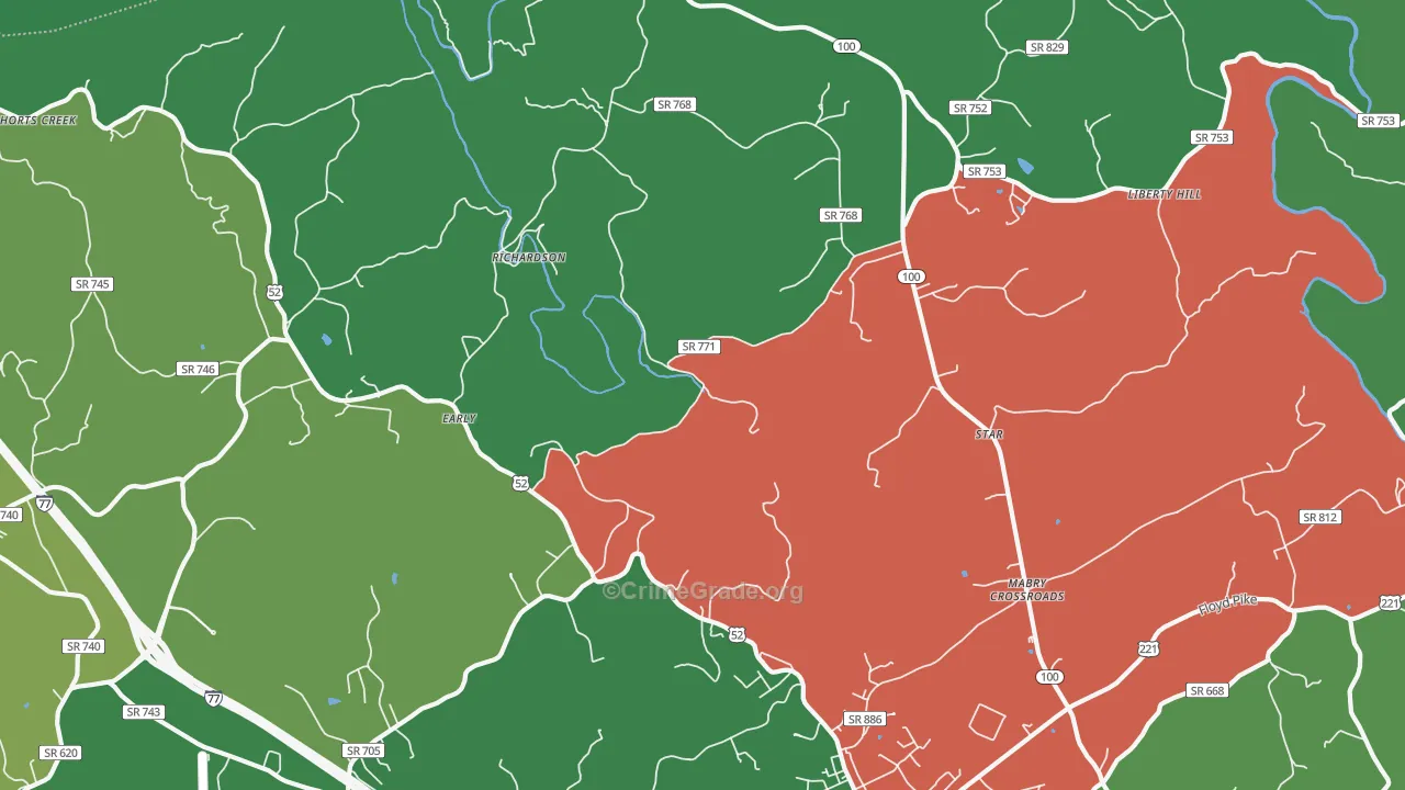 Richardson, VA Map of Vehicle Theft Rates