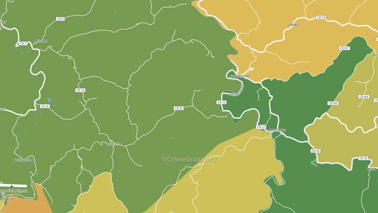 Richardson, WV Map of Vehicle Theft Rates