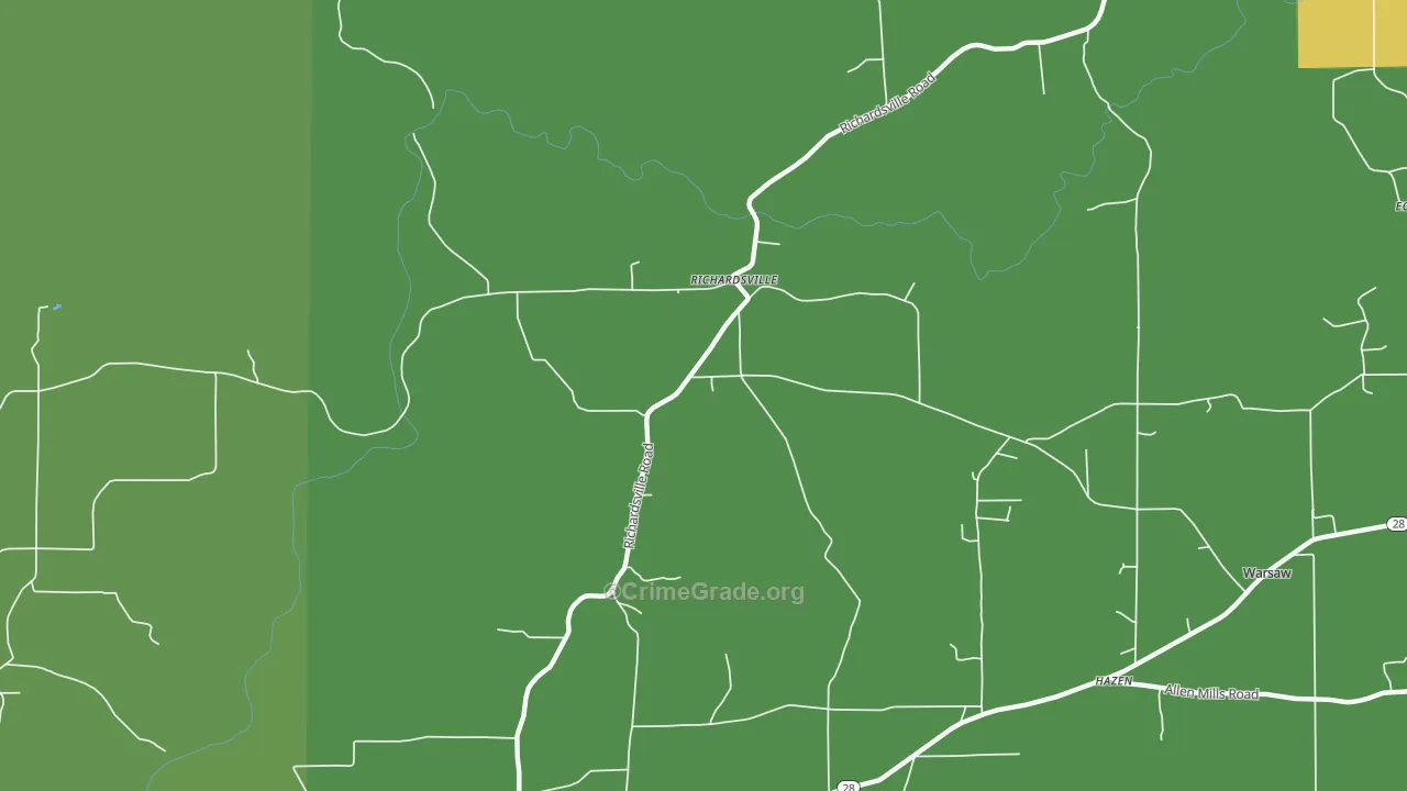Richardsville, PA Map of Vehicle Theft Rates