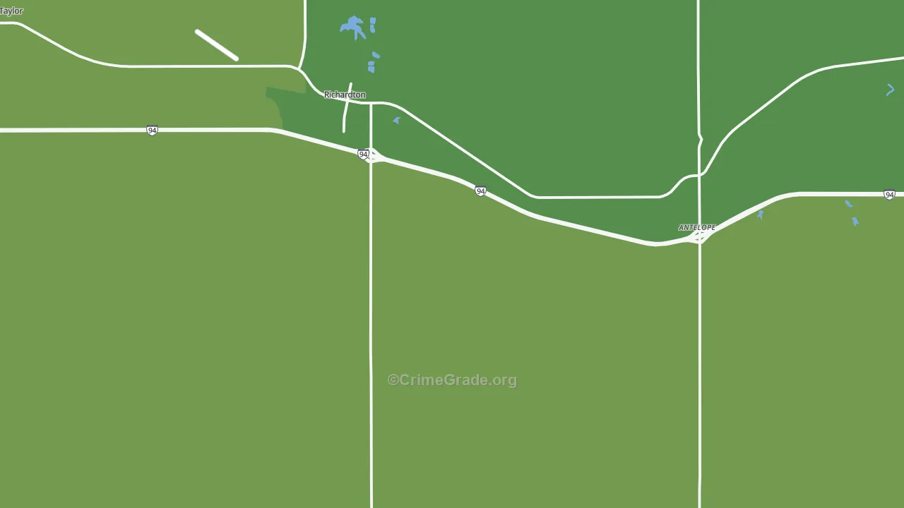 Richardton, ND Map of Vehicle Theft Rates