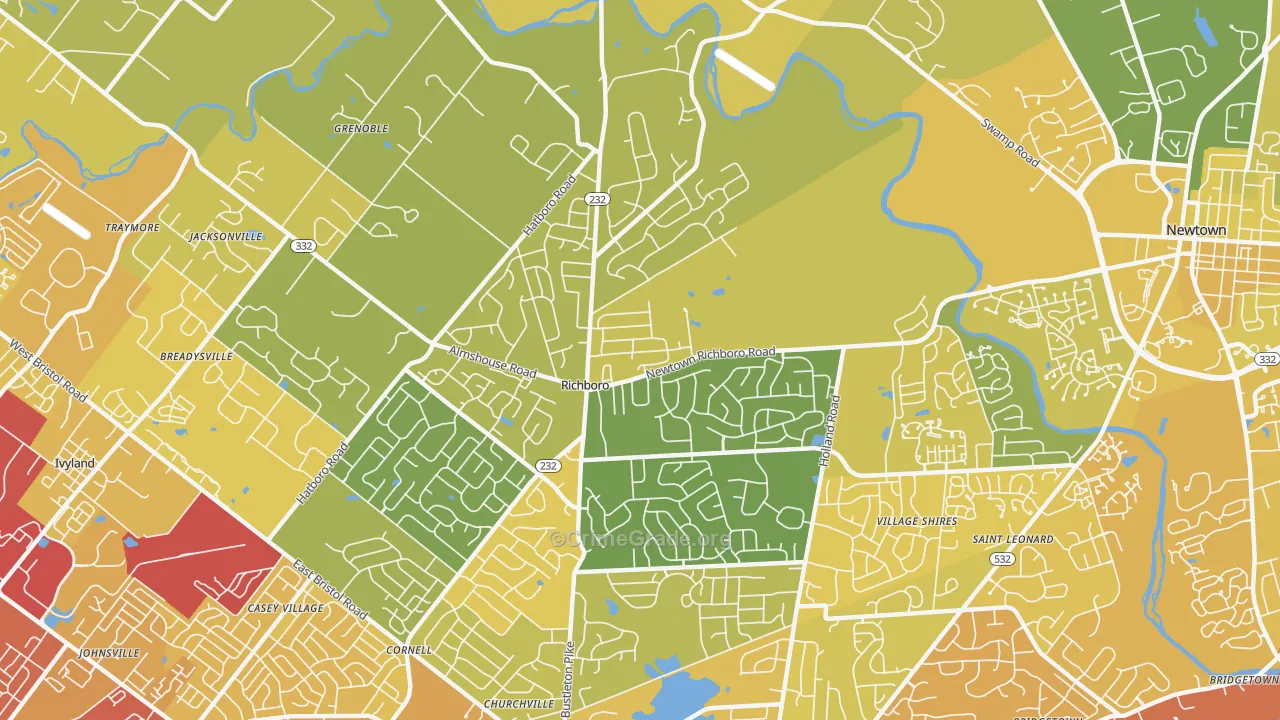 Richboro, PA Map of Vehicle Theft Rates
