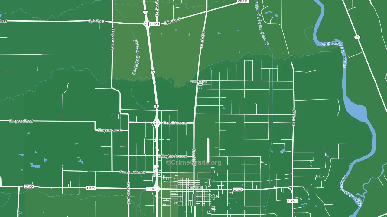 Richfield, CA Map of Vehicle Theft Rates