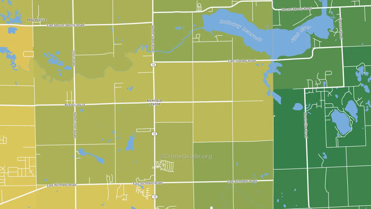 Richfield Center, MI Map of Vehicle Theft Rates