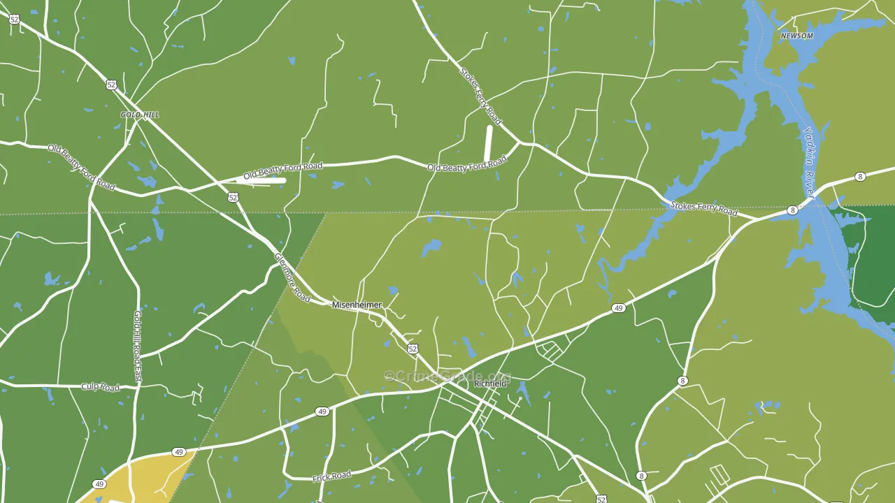 Richfield, NC Map of Vehicle Theft Rates