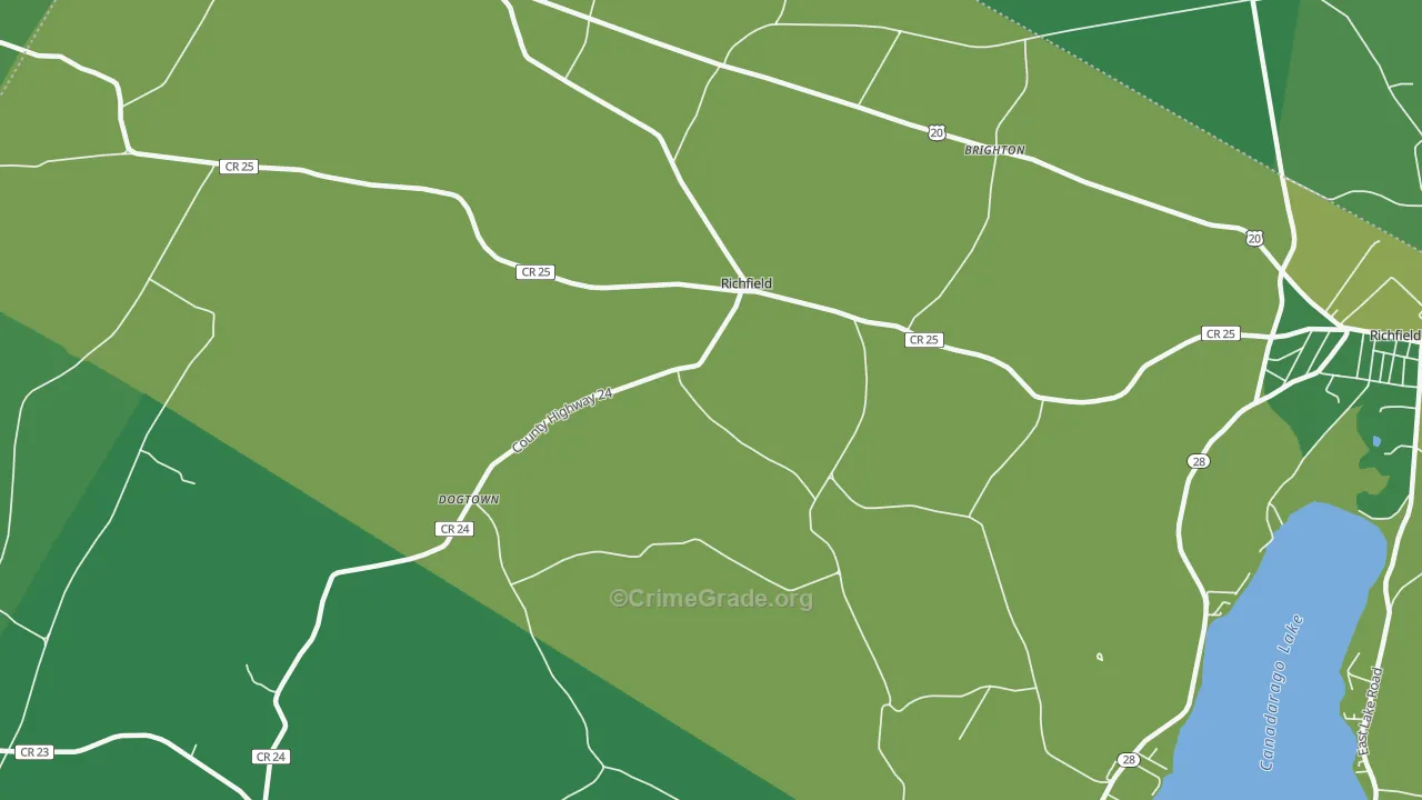 Richfield, NY Map of Vehicle Theft Rates
