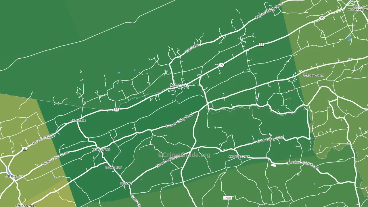 Richfield, PA Map of Vehicle Theft Rates