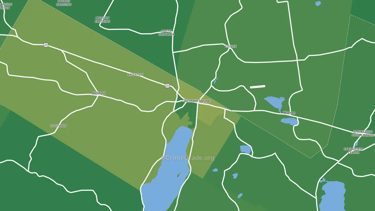 Richfield Springs, NY Map of Vehicle Theft Rates