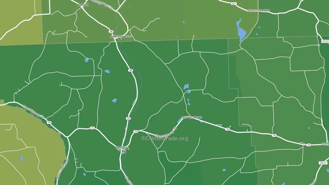Richford, NY Map of Vehicle Theft Rates