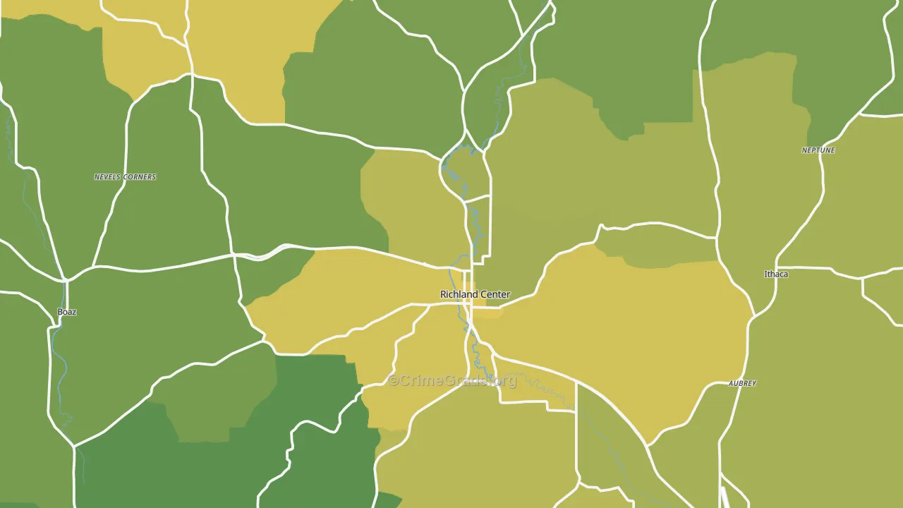 Richland Center, WI Map of Vehicle Theft Rates