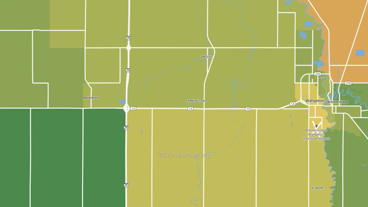 Richland County, ND Map of Vehicle Theft Rates