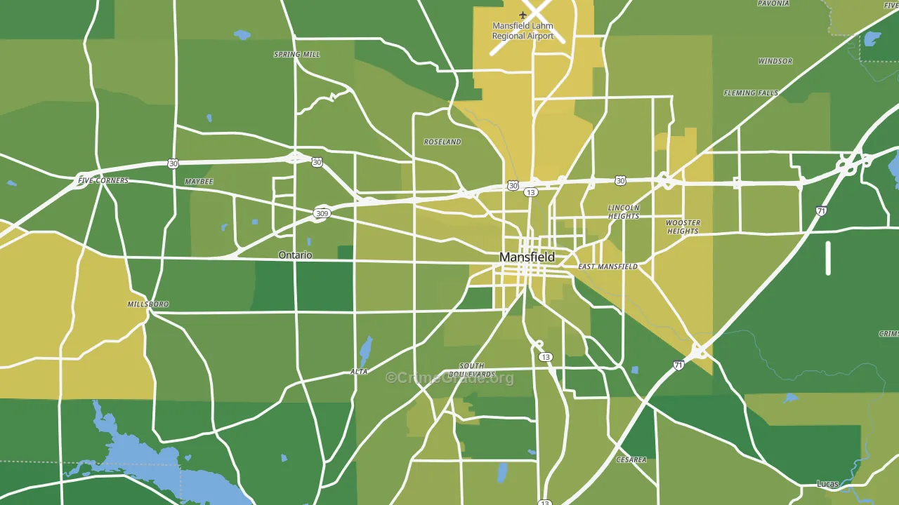 Richland County, OH Map of Vehicle Theft Rates