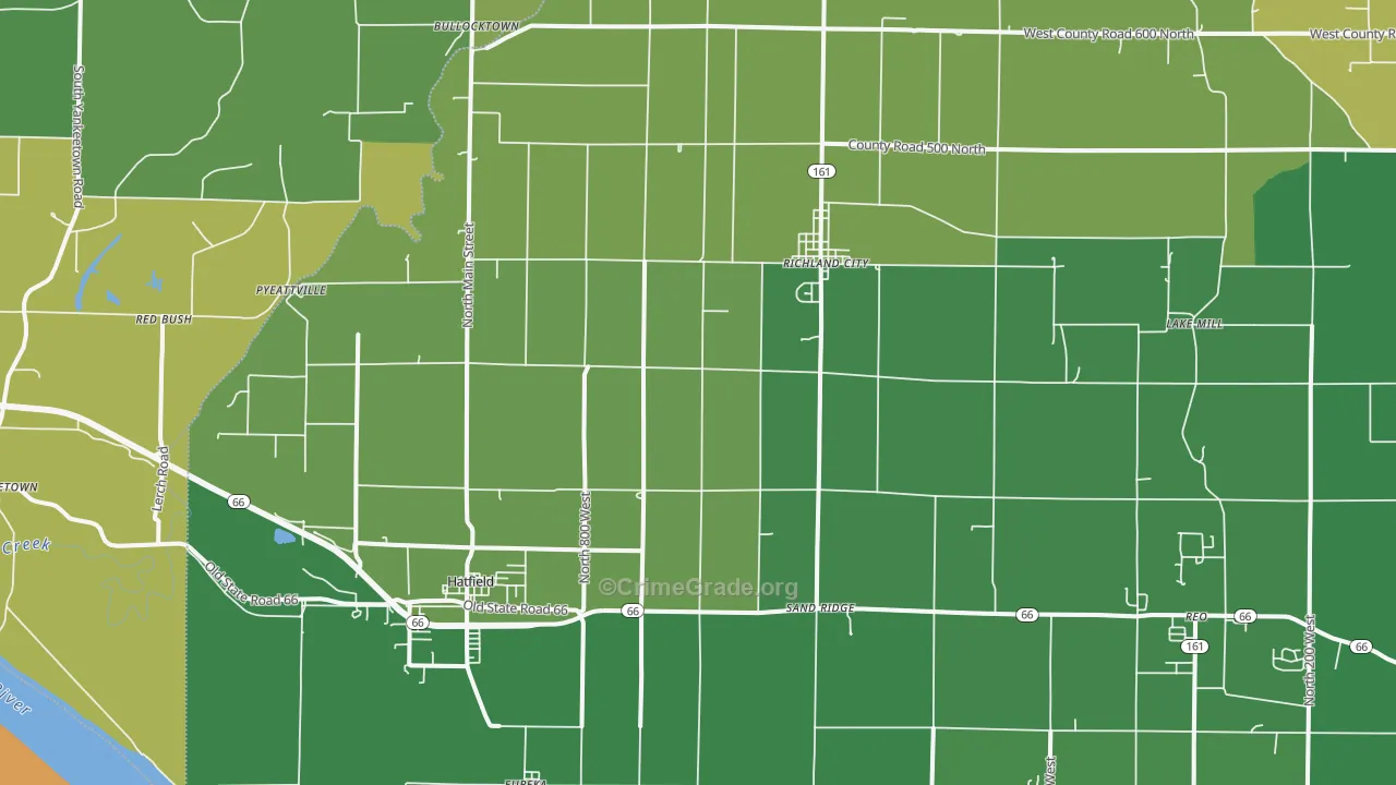 Richland, IN Map of Vehicle Theft Rates