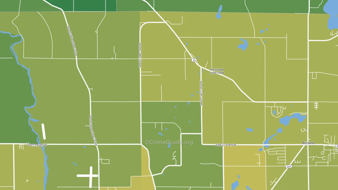 Richland Junction, MI Map of Vehicle Theft Rates