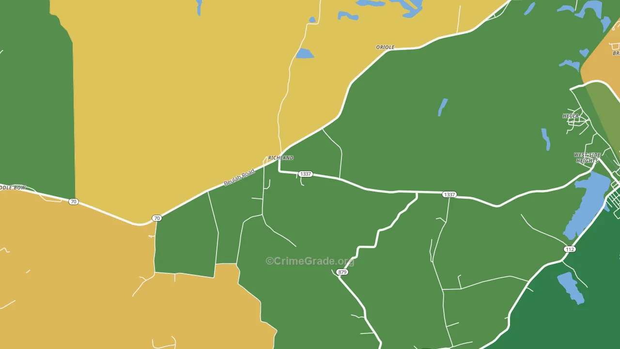 Richland, KY Map of Vehicle Theft Rates