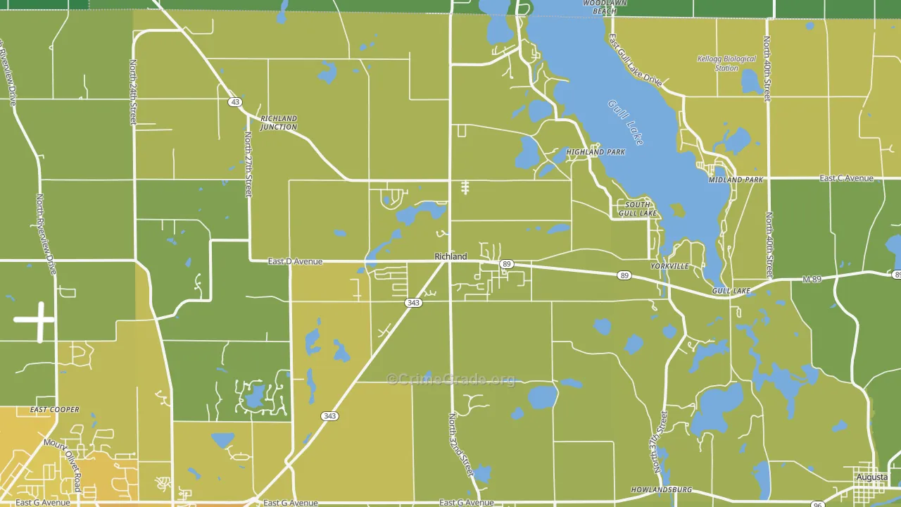 Richland, MI Map of Vehicle Theft Rates