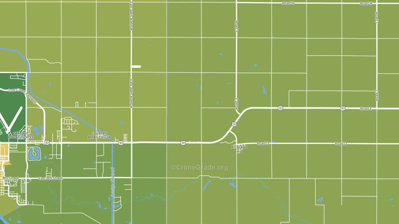 Richland, NE Map of Vehicle Theft Rates