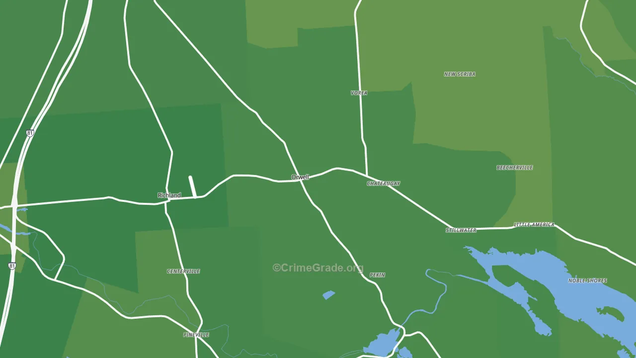 Richland, NY Map of Vehicle Theft Rates