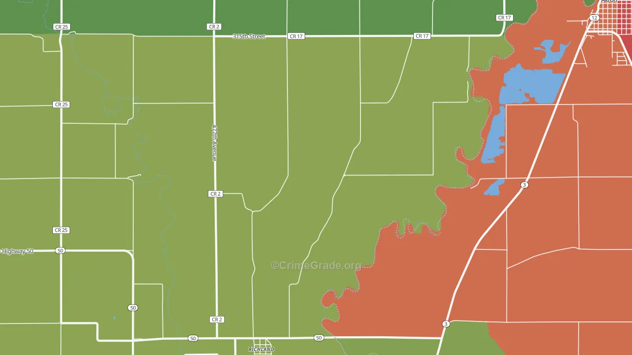 Richland, SD Map of Vehicle Theft Rates