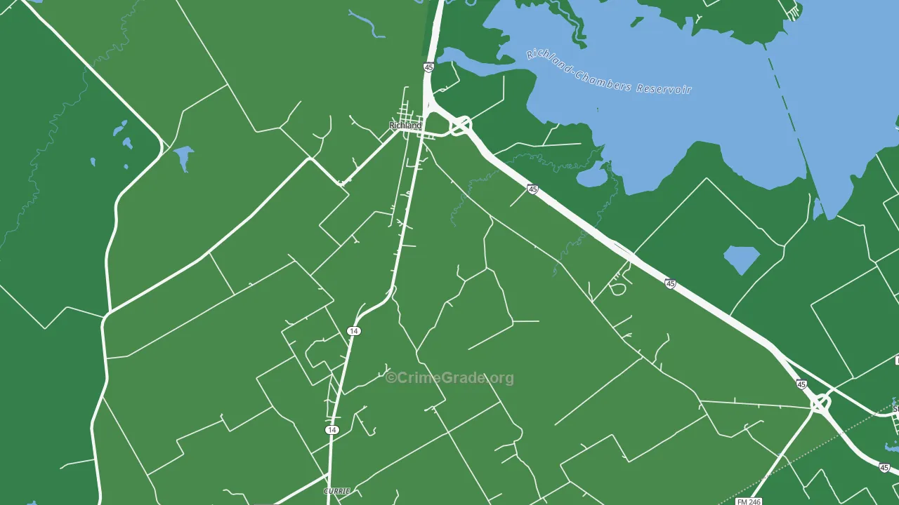 Richland, TX Map of Vehicle Theft Rates