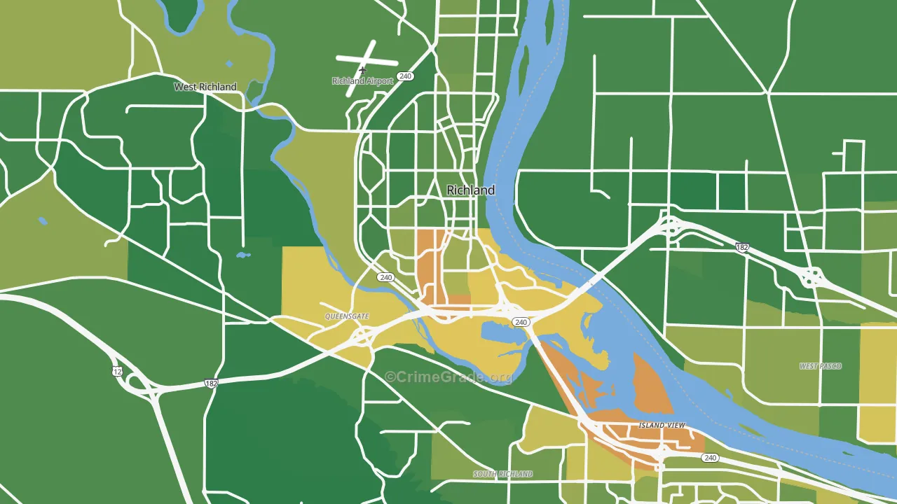 Richland, WA Map of Vehicle Theft Rates