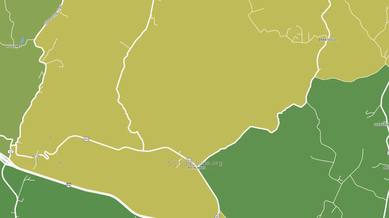 Richland, WV Map of Vehicle Theft Rates
