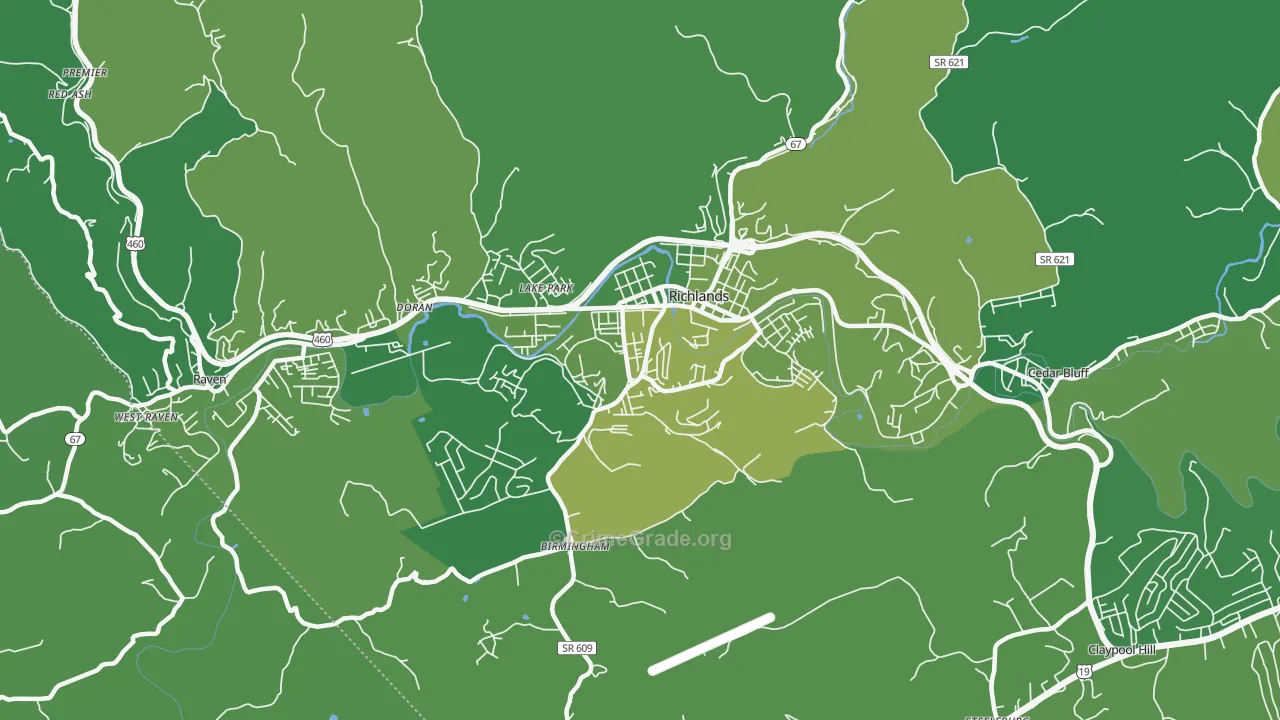 Richlands, VA Map of Vehicle Theft Rates
