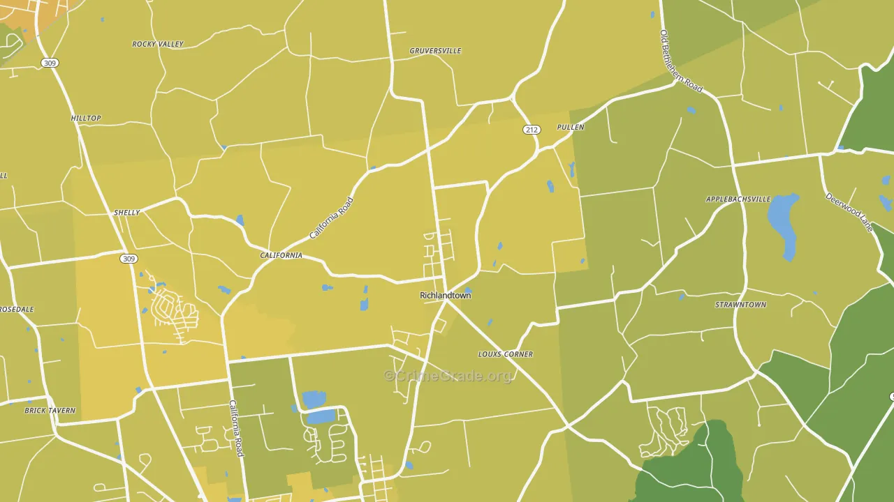 Richlandtown, PA Map of Vehicle Theft Rates
