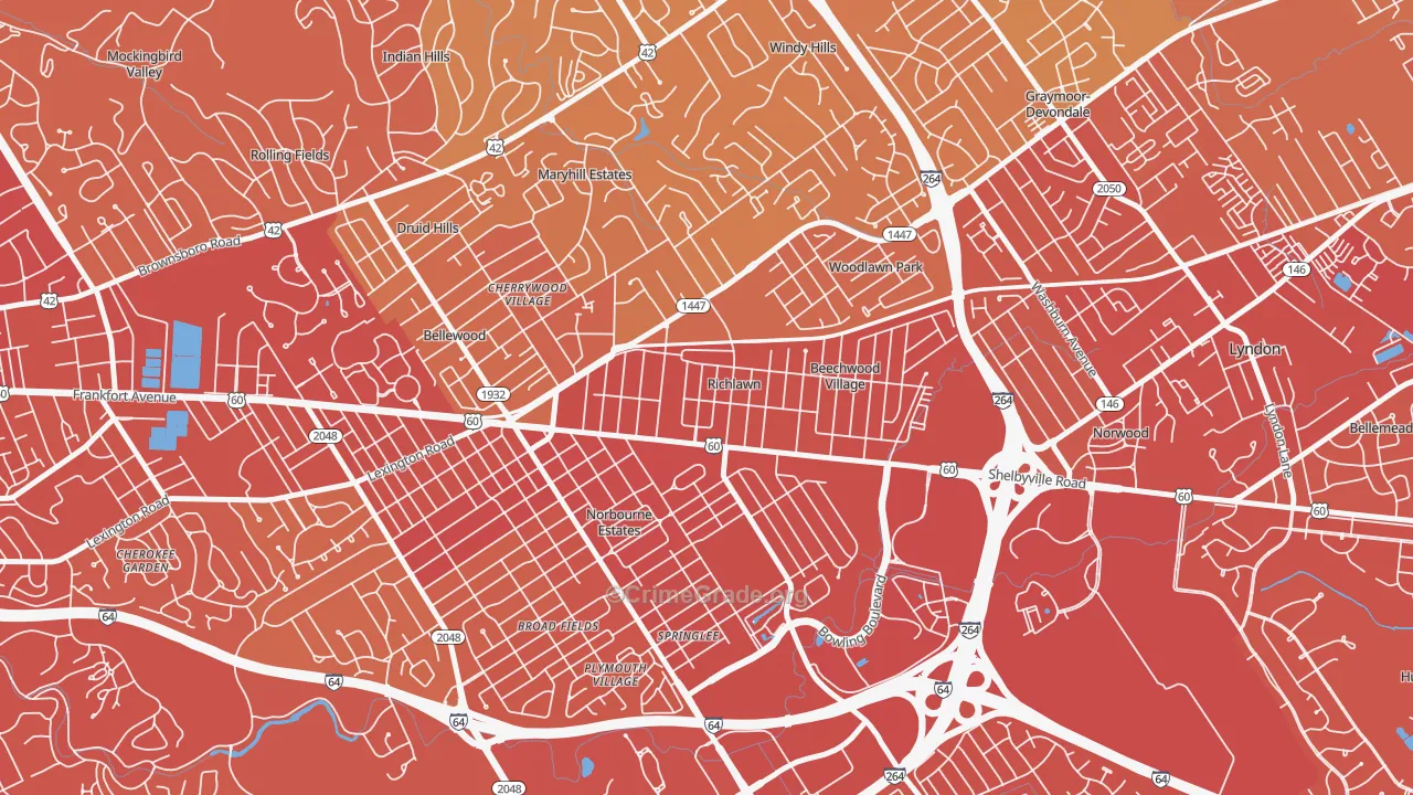 Richlawn, KY Map of Vehicle Theft Rates