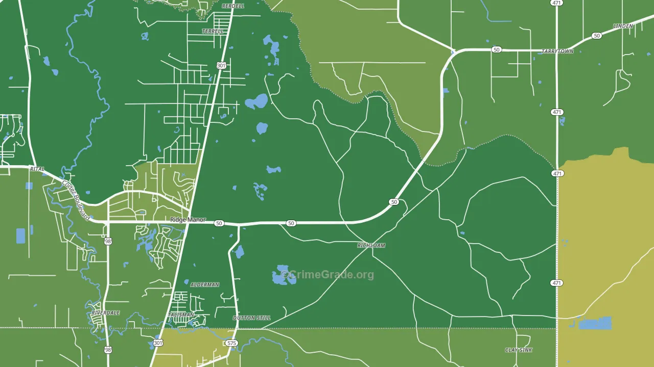 Richloam, FL Map of Vehicle Theft Rates