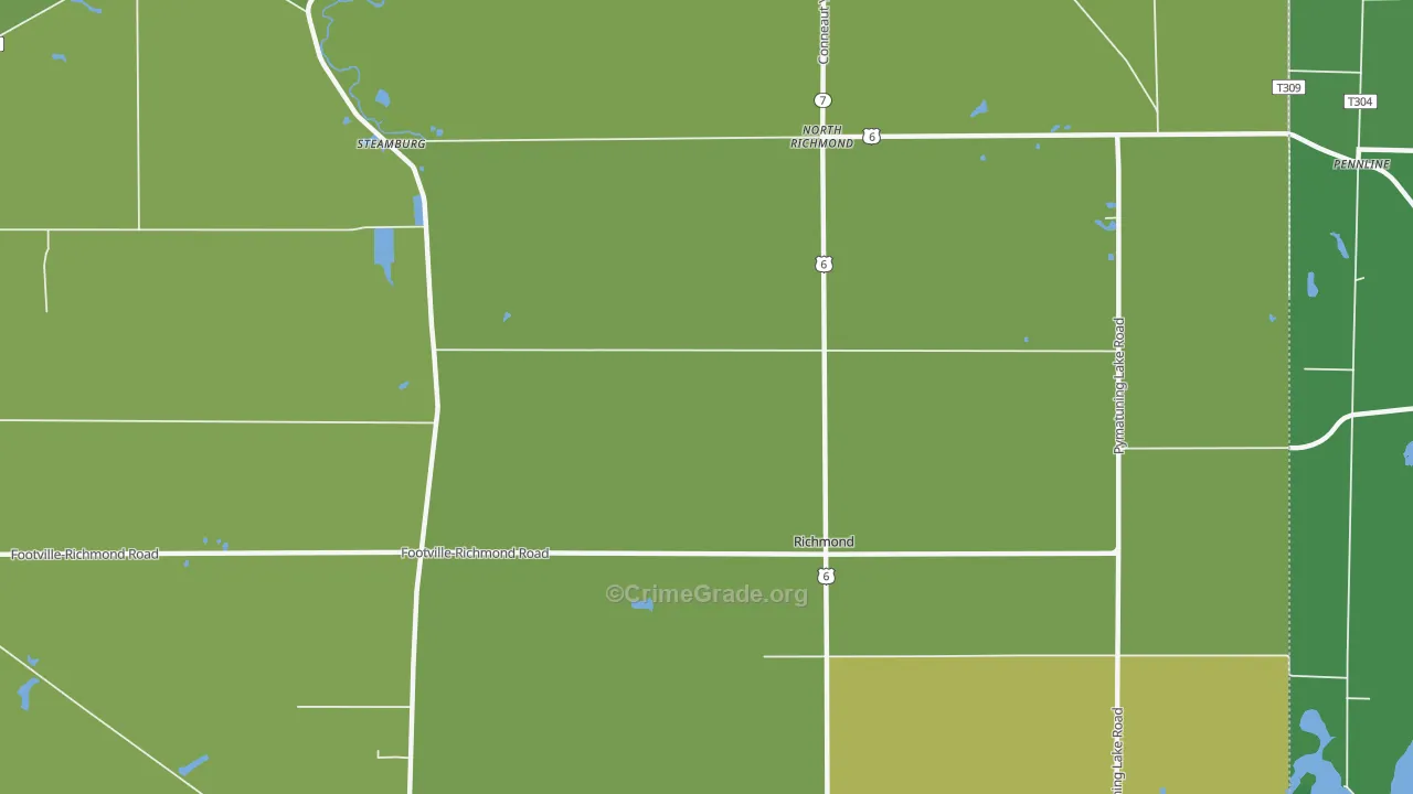 Richmond Center, OH Map of Vehicle Theft Rates