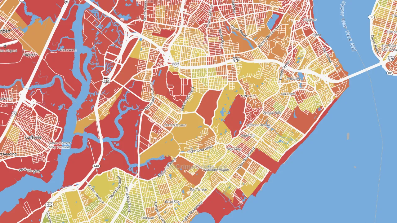 Richmond County, NY Map of Vehicle Theft Rates