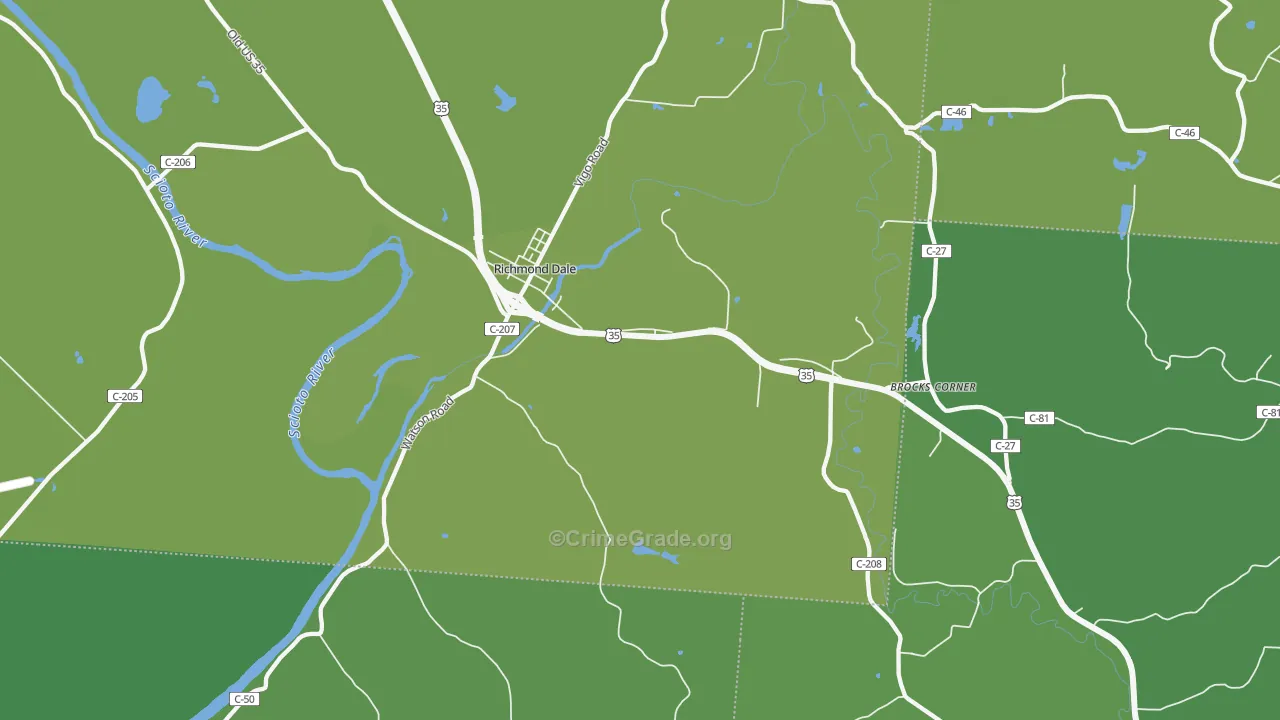 Richmond Dale, OH Map of Vehicle Theft Rates