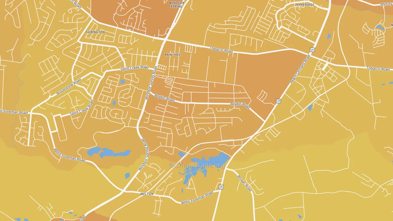 Richmond Factory, Augusta, GA Map of Vehicle Theft Rates