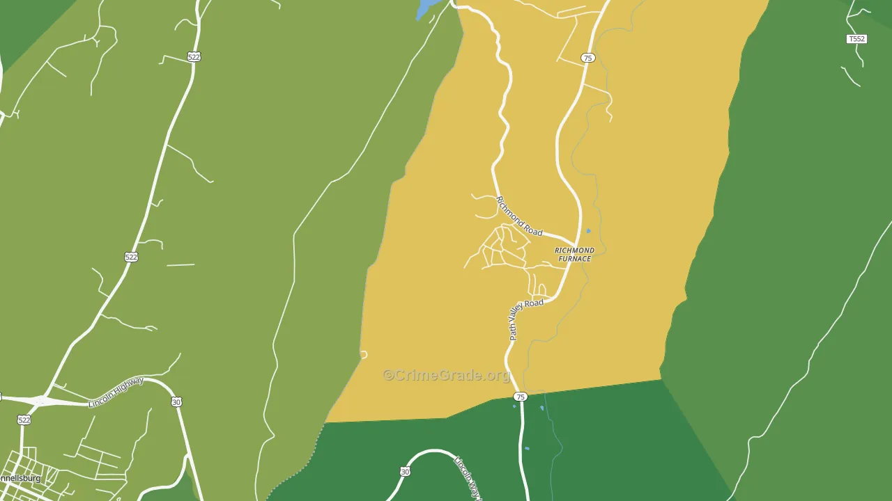Richmond Furnace, PA Map of Vehicle Theft Rates
