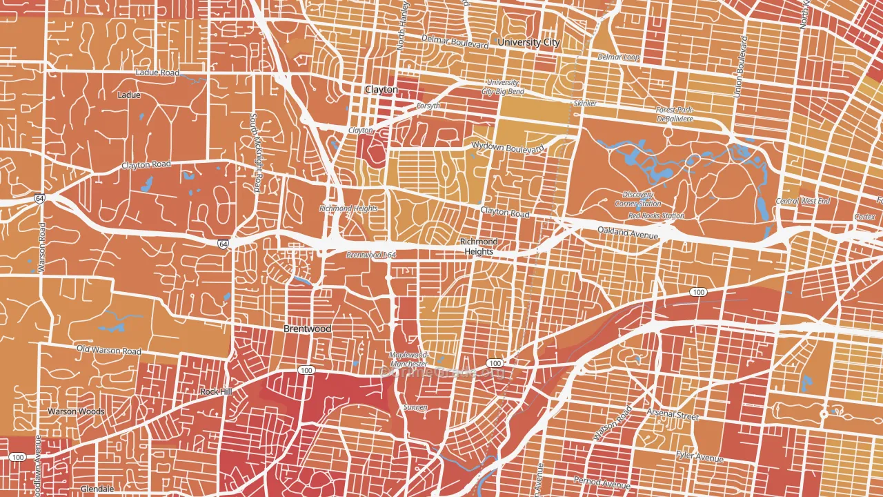 Richmond Heights, MO Map of Vehicle Theft Rates
