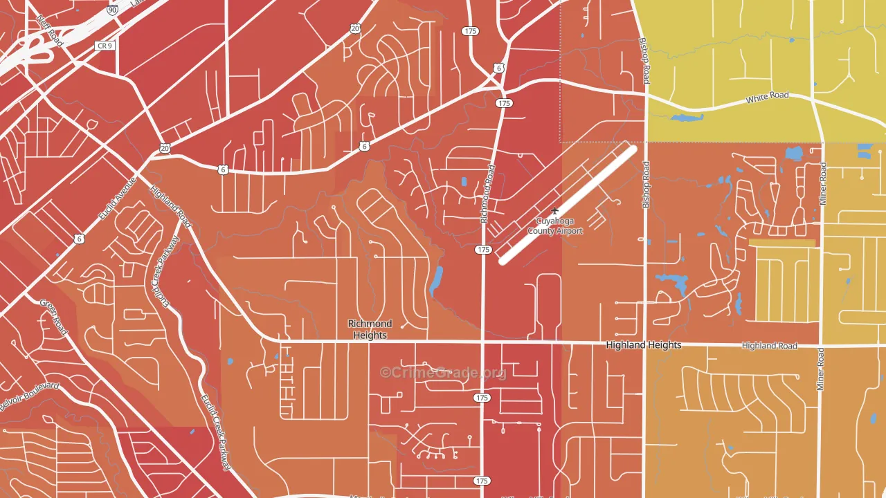 Richmond Heights, OH Map of Vehicle Theft Rates