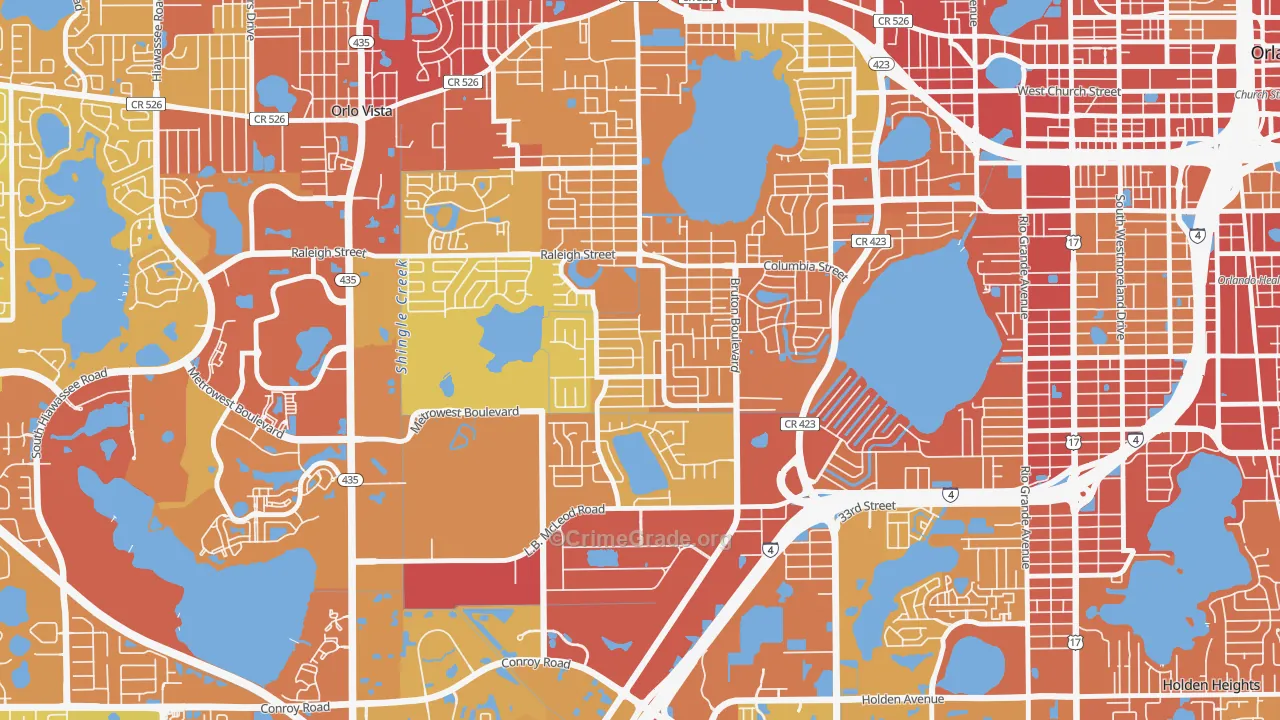Richmond Heights-Orlando, Orlando, FL Map of Vehicle Theft Rates