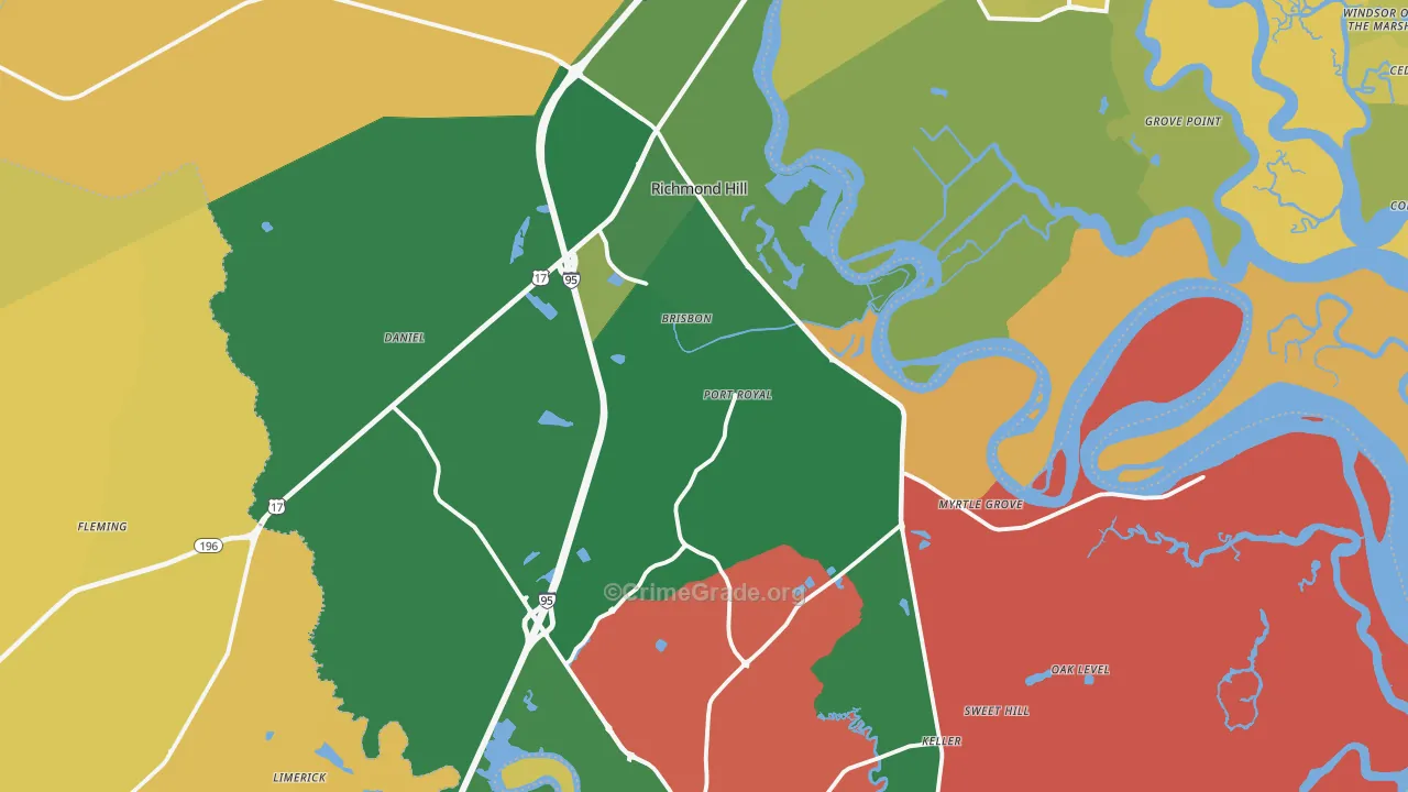 Richmond Hill, GA Map of Vehicle Theft Rates