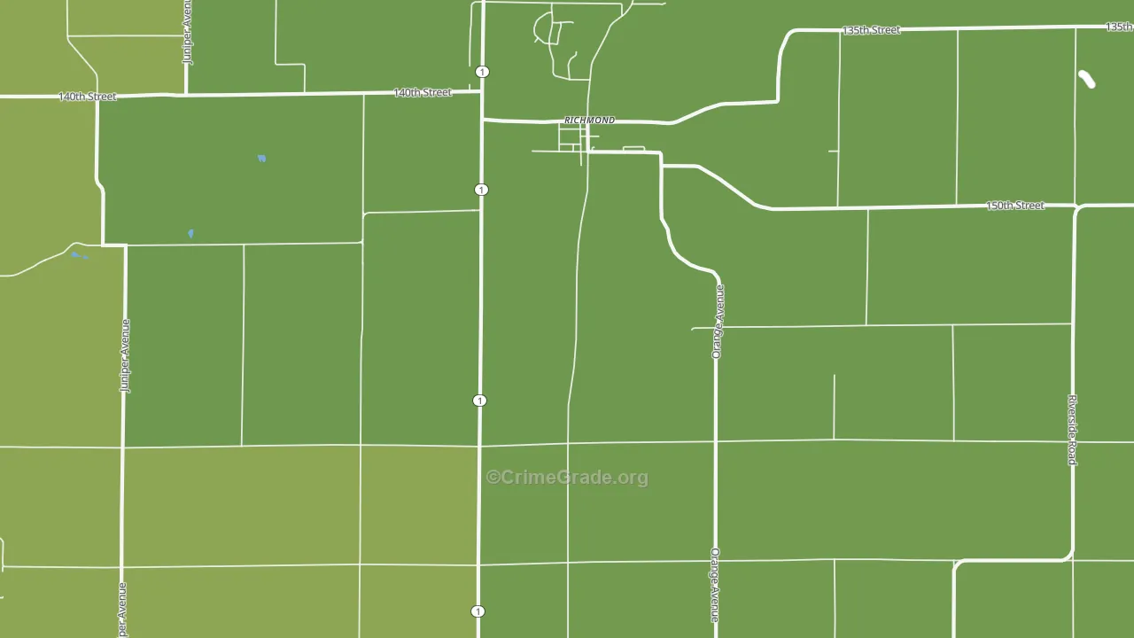 Richmond, IA Map of Vehicle Theft Rates