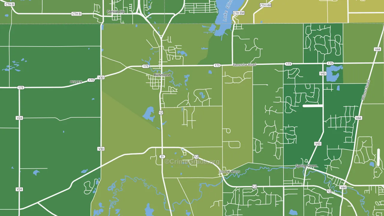 Richmond, IL Map of Vehicle Theft Rates
