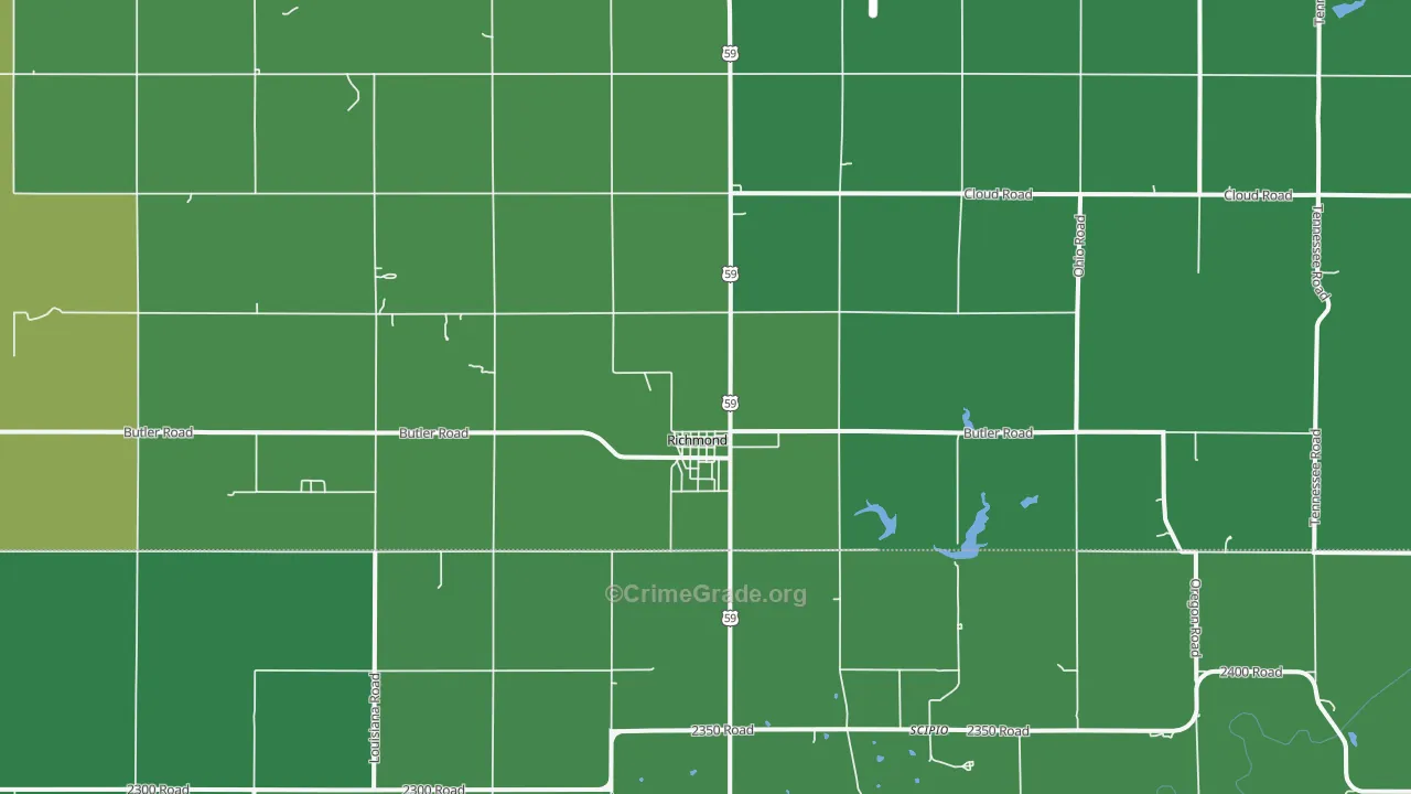 Richmond, KS Map of Vehicle Theft Rates